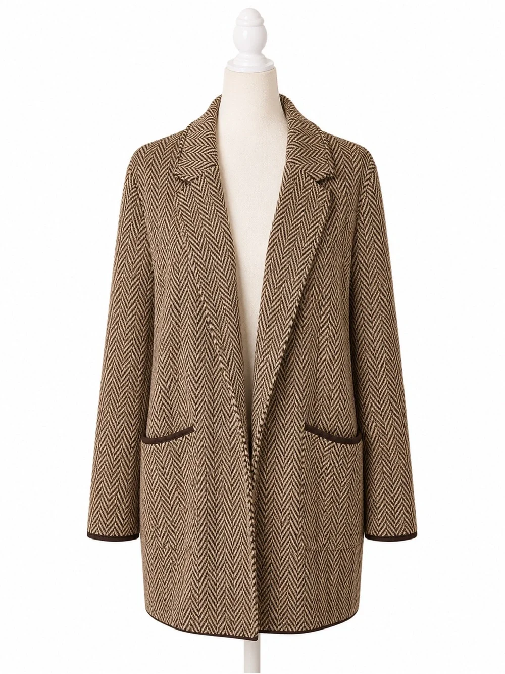 J.Crew Herringbone Sweater Blazer Cardigan Women’s Small Brown Merino Wool NWT
